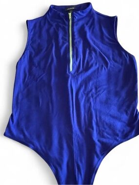 Wild Fable Royal Blue Sleeveless Zipper Bodysuit